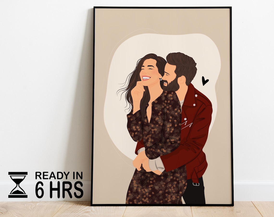 Faceless Portrait Custom Illustration, Boyfriend Gift