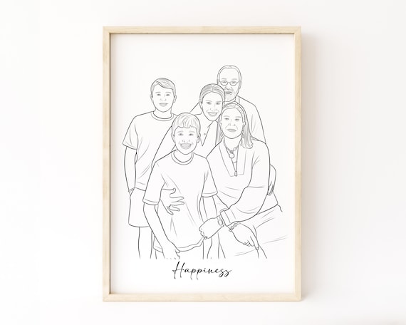 Custom Line Art Family Portrait Personalized Minimalist Gift Print