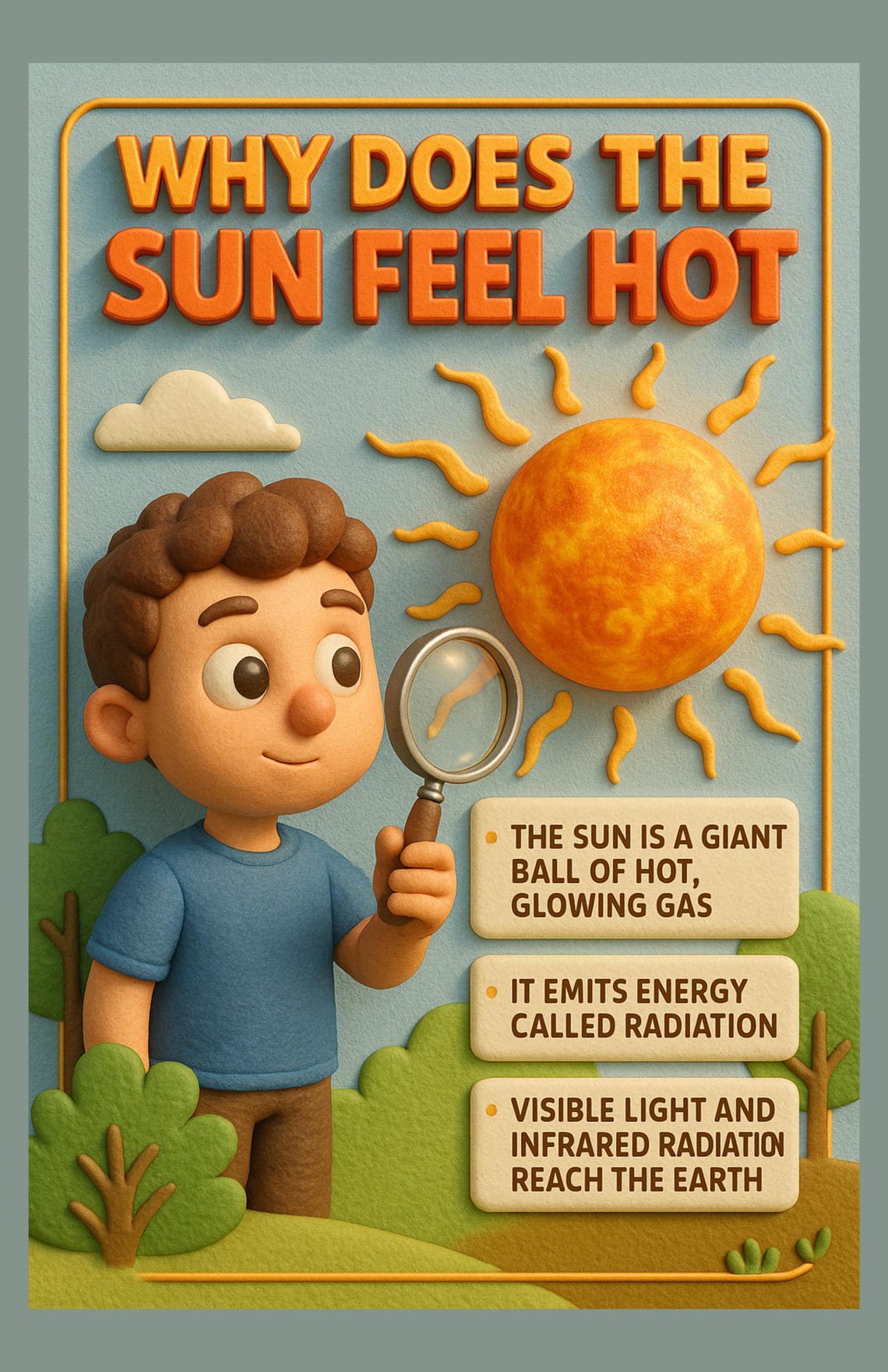 Why Does The Sun Feel Hot Kids Educational Poster 3D Science Art