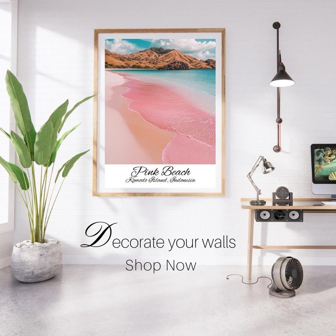 Pink Beach Komodo Island Indonesia Wall Art Posters Cafe Decor Home World Poster Design