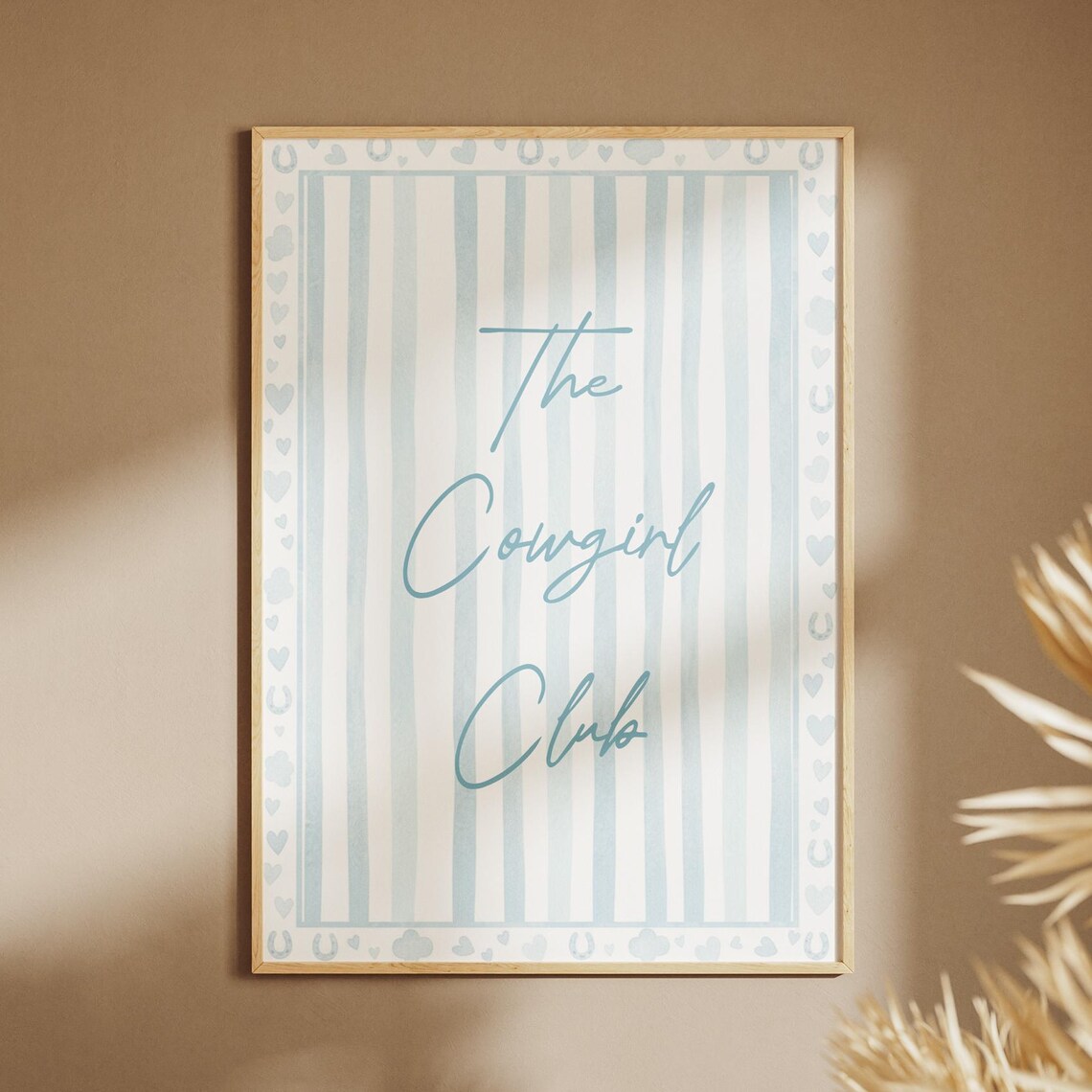The Cowgirl Club Blue Striped Script Western Decor Print Gift
