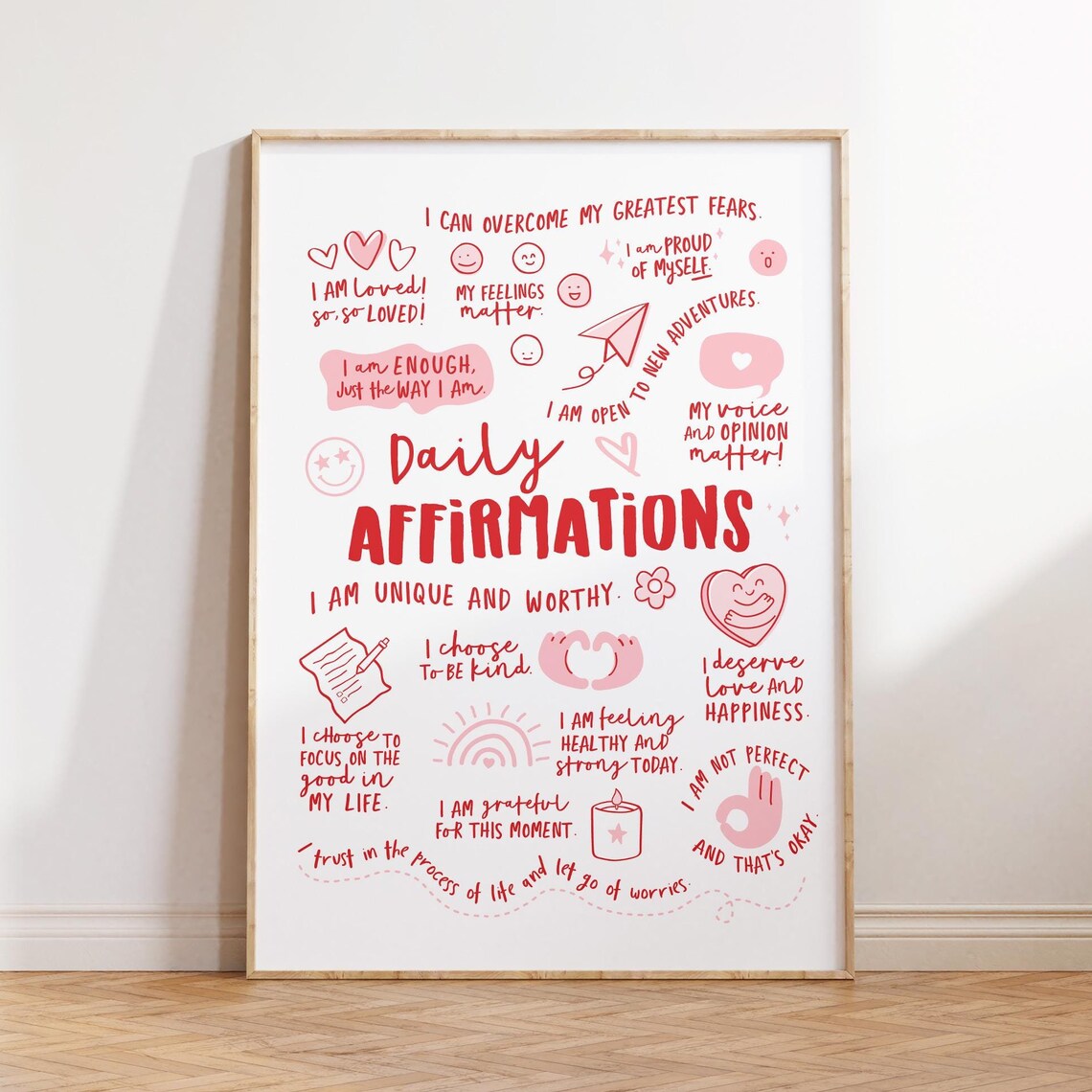 Daily Affirmations Poster, Therapy Office Wall Art