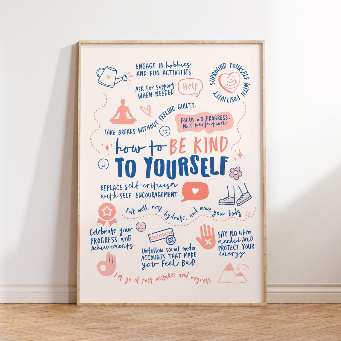Be Kind To Yourself, Mental Health Art Print