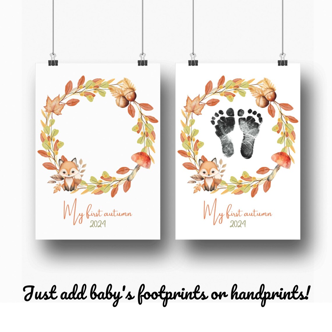 My First Autumn Footprint Art, Thanksgiving Handprint Print - Image 3