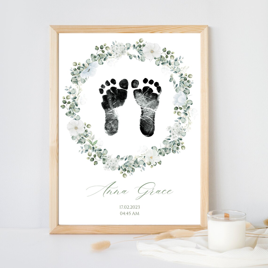Eucalyptus Baby Footprints Nursery Keepsake - Image 2