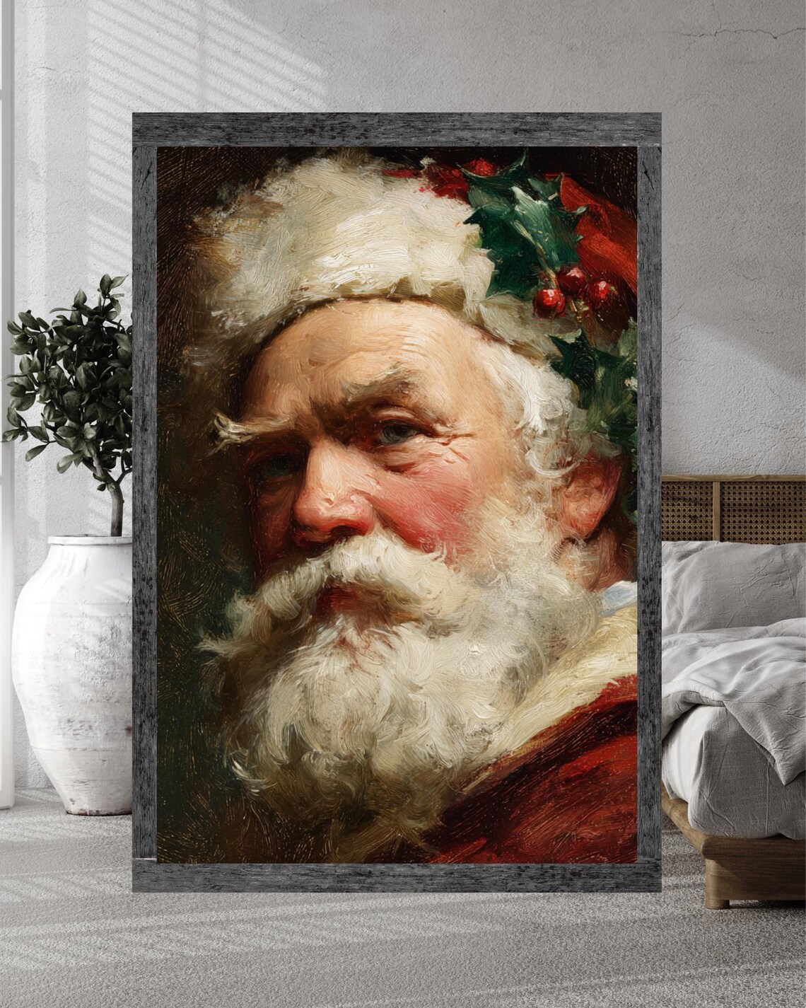 Vintage Santa Claus Classic Oil Painting Style Portrait Art Poster