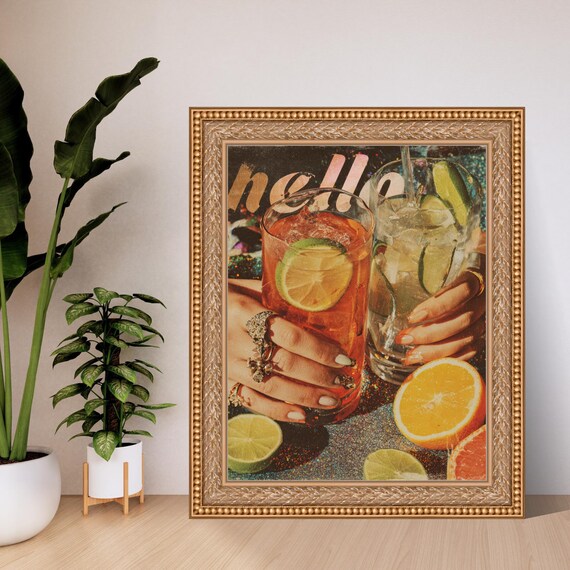 Cocktail Cheers Colorful Party Drinks Toast Citrus Bar Poster