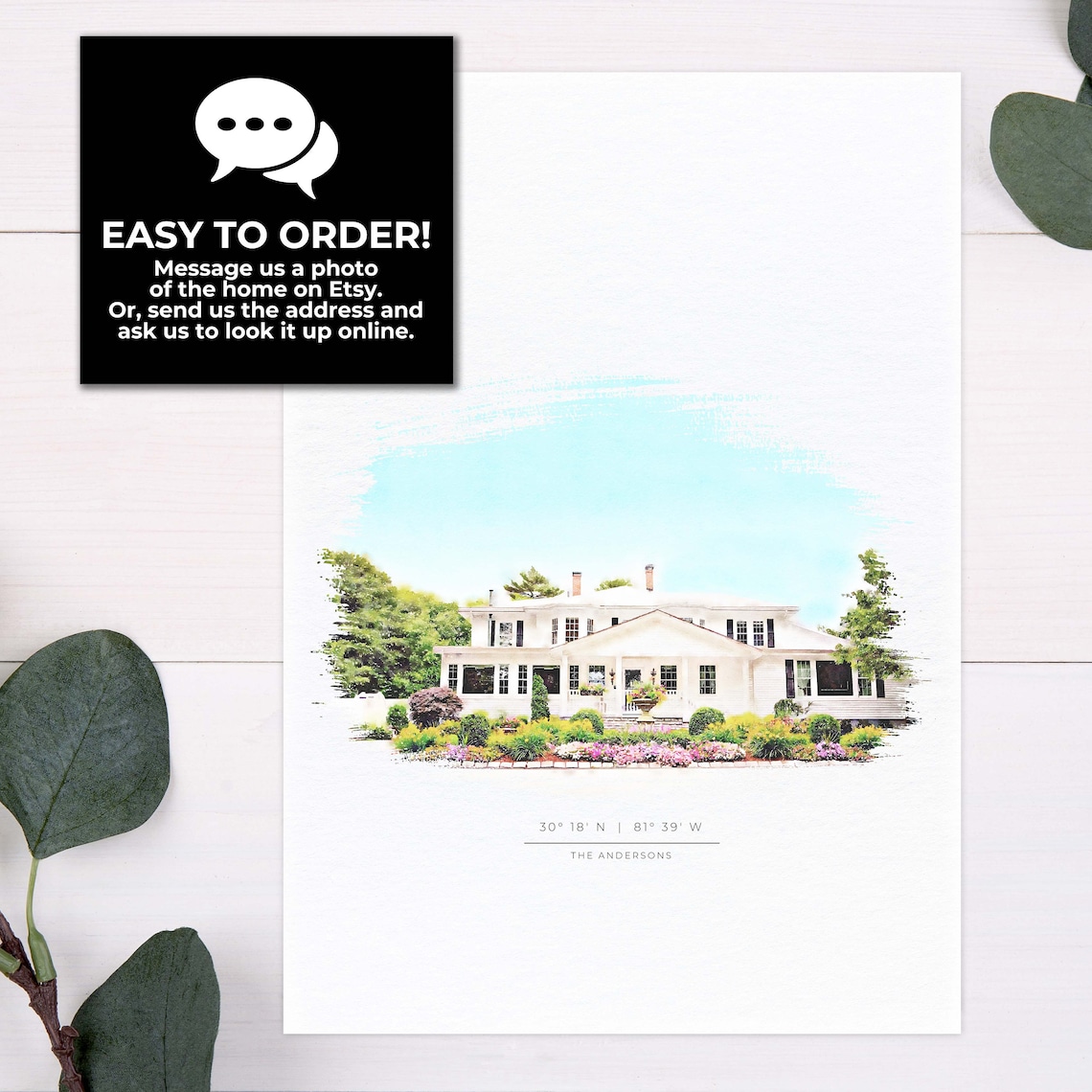 Custom House Portrait, Watercolor Style Art Print - Image 4