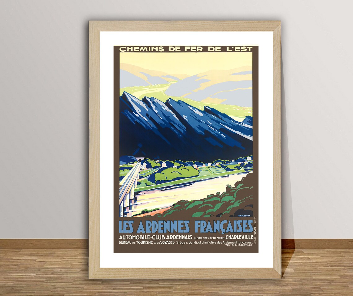 Les Ardennes Francaises Chemins de Fer de l Est Blue Mountain Poster