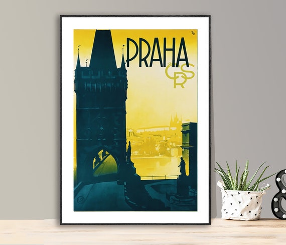 Praha Vintage Travel Poster, Czechoslovakia Art Print