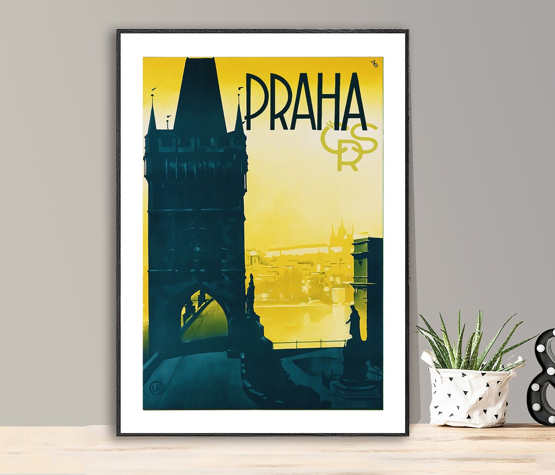 Praha Vintage Travel Poster, Czechoslovakia Art Print