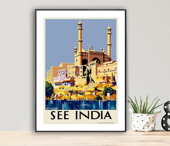 See India Benares Vintage Travel Poster Poster Paper Or Print Gift Idea Wall Decor