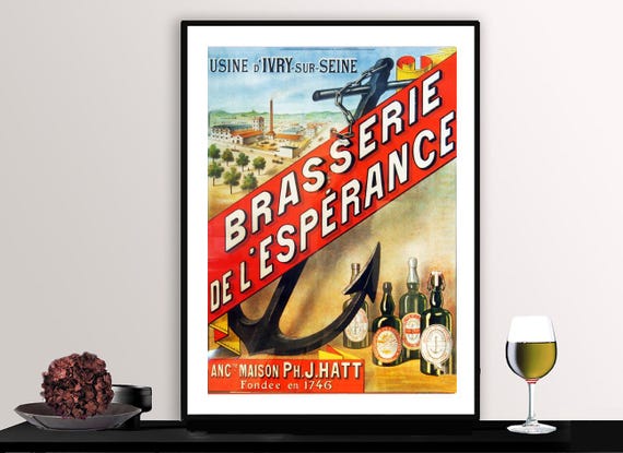 Usine Divry Sur Seine Brasserie De Lesperance Vintage Fooddrink Poster Beverages Art Gift Idea Wall Decor