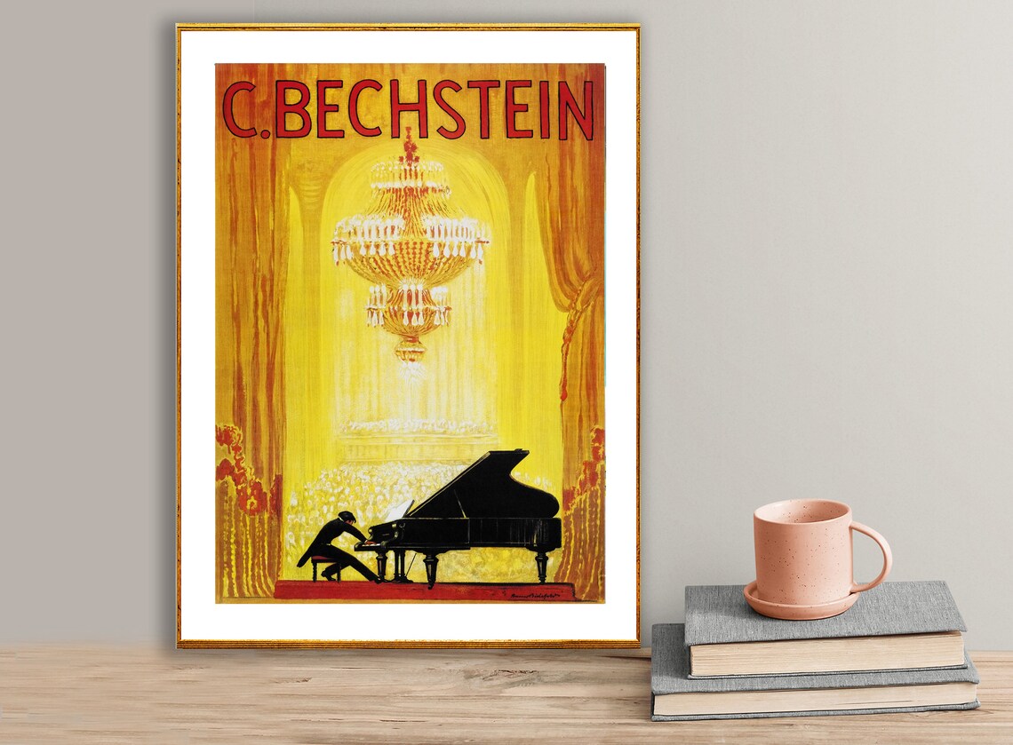 C Bechstein Vintage Music Poster, Piano Art Print
