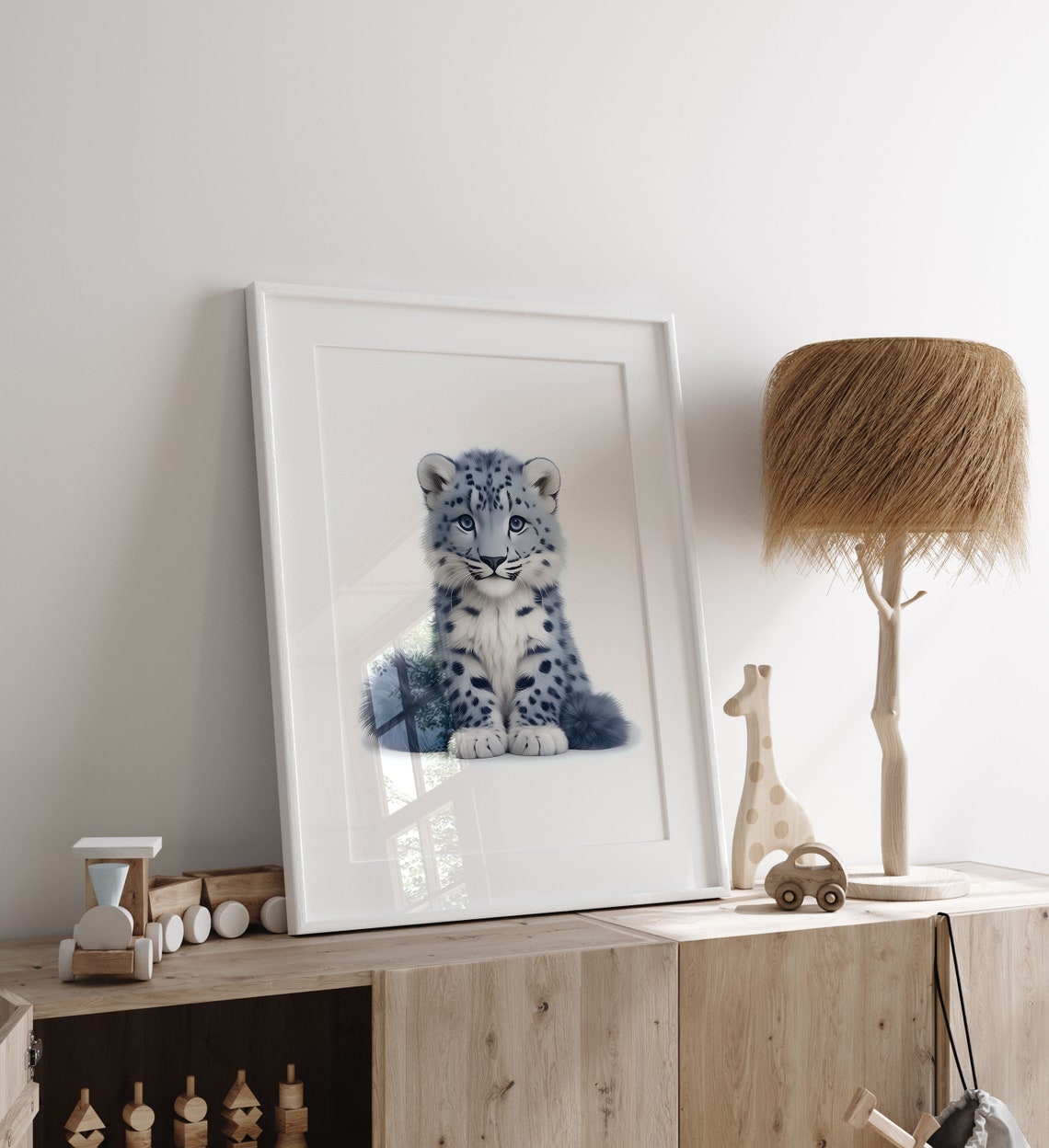 Adorable Fluffy Snow Leopard Cub Sweet Nursery Animal Poster - Image 6