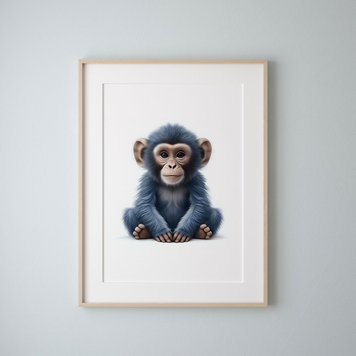 Adorable Fluffy Baby Chimpanzee Sitting Sweet Nursery Animal Poster - Image 3