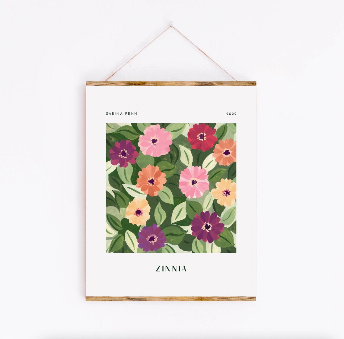 Zinnia Vintage Floral Poster Print, Kitchen Decor - Image 2