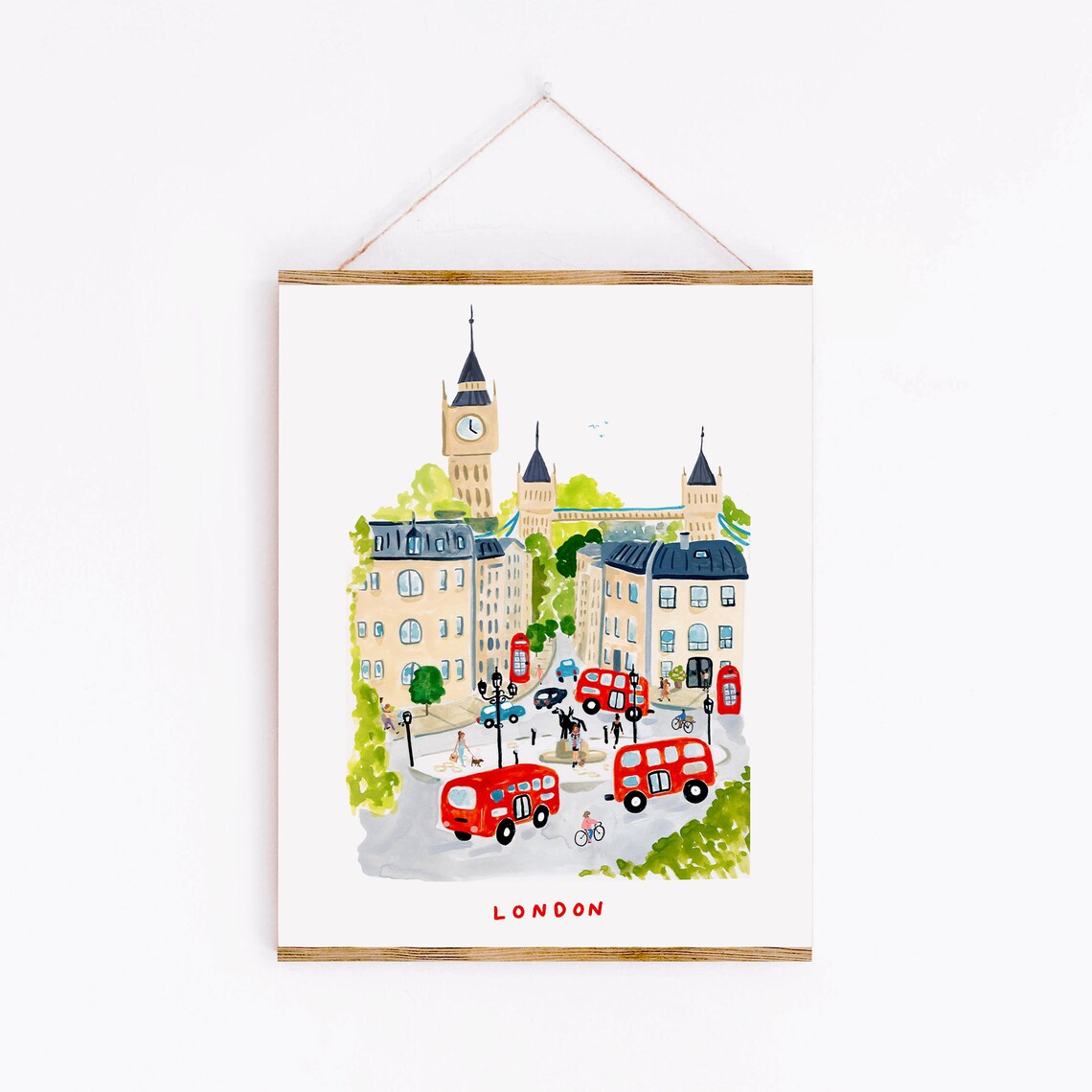 London Scene Watercolor Art Print, Travel Poster - Image 3
