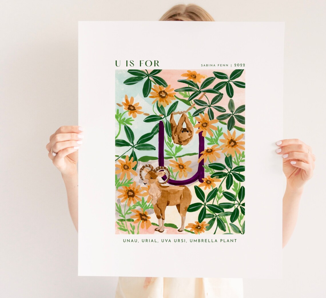 Monogram U Art Print, Alphabet Nursery Decor - Image 3