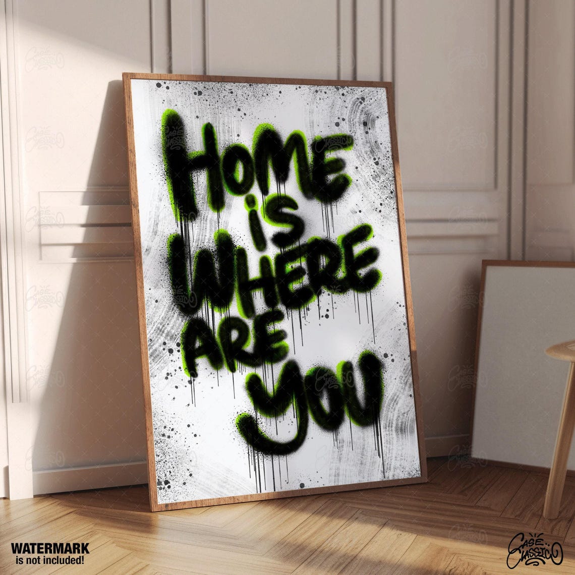 Home Is Where Are You Bold Neon Graffiti Style Street Art Poster