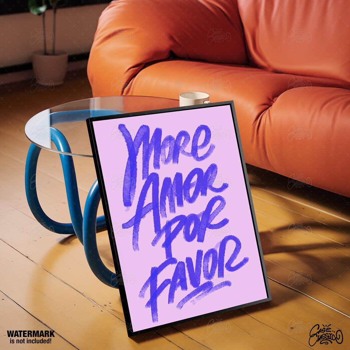 More Amor Por Favor Bold Purple Graffiti Print Pink Indie Room Typography