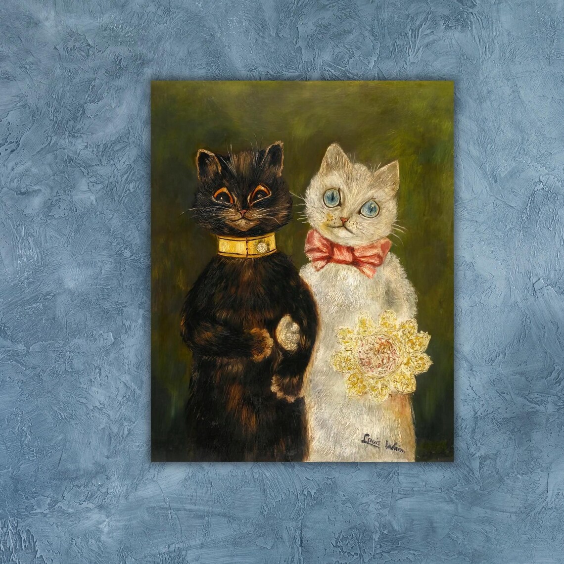 Louis Wain The Bride Two Cats Wedding Portrait Painting Poster