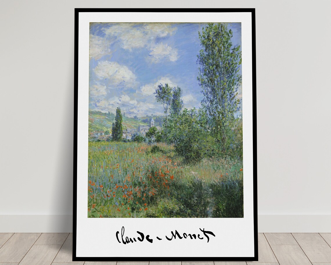 Claude Monet View Of Vetheuil 1880 Impressionist Poppy Field Poster