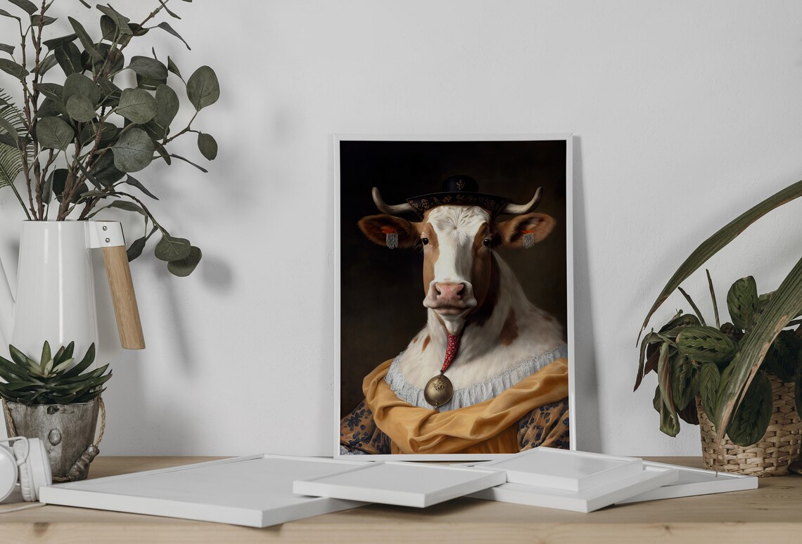Noble Cow Baroque Style Art Print - Image 3