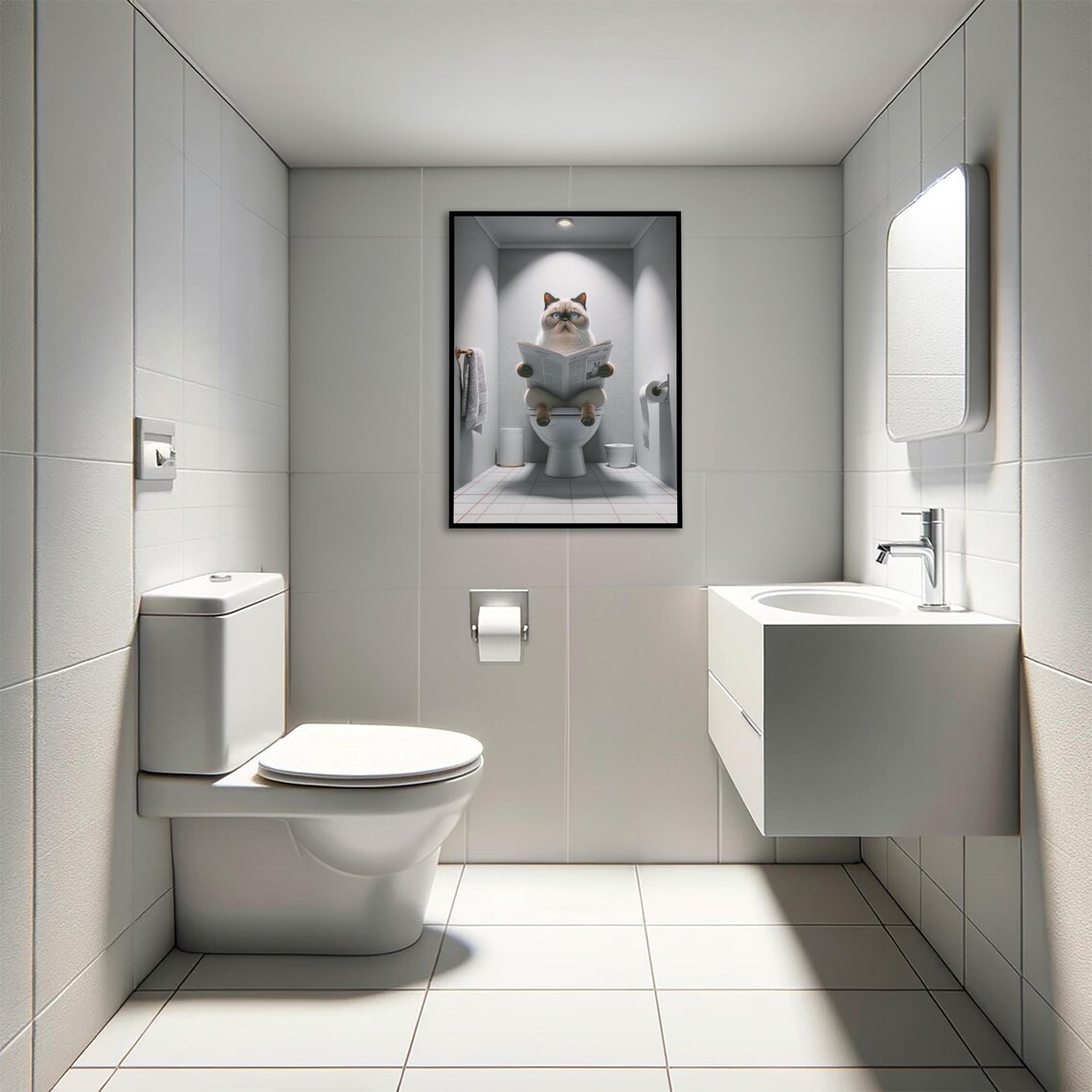 Colorpoint Exotic Shorthair Cat Bathroom Poster - Image 4