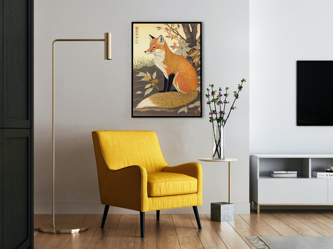Fox Japanese Art Style Poster, Animal Wall Decor - Image 4