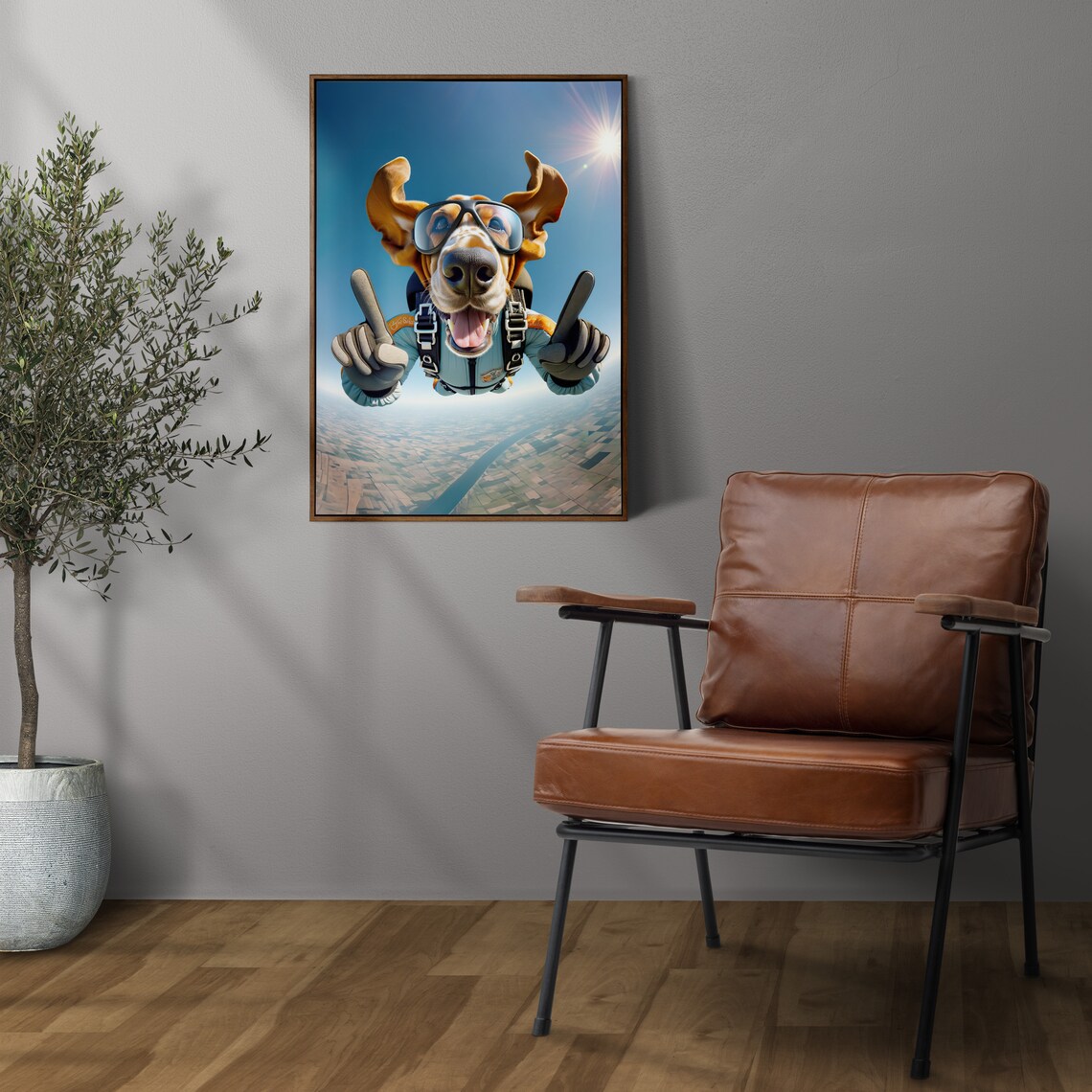 Epic Basset Hound Skydiving With Flying Ears Freefall Dog Poster - Image 3