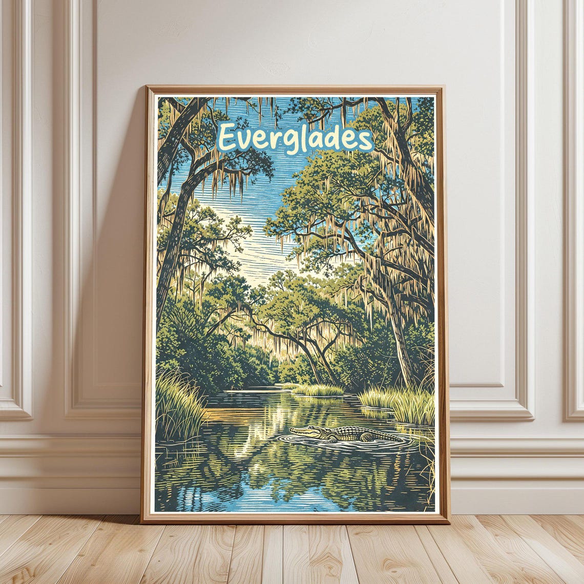 Everglades Alligator Swamp Vintage Florida Travel Park Poster
