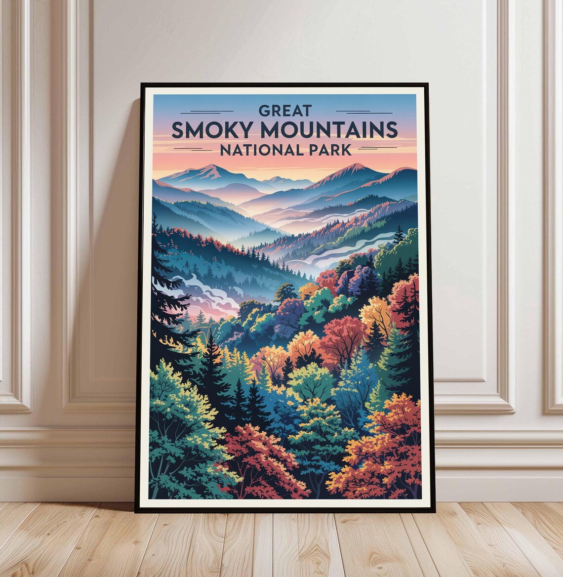Great Smoky Mountains National Park Fall Forest Vintage Travel Poster