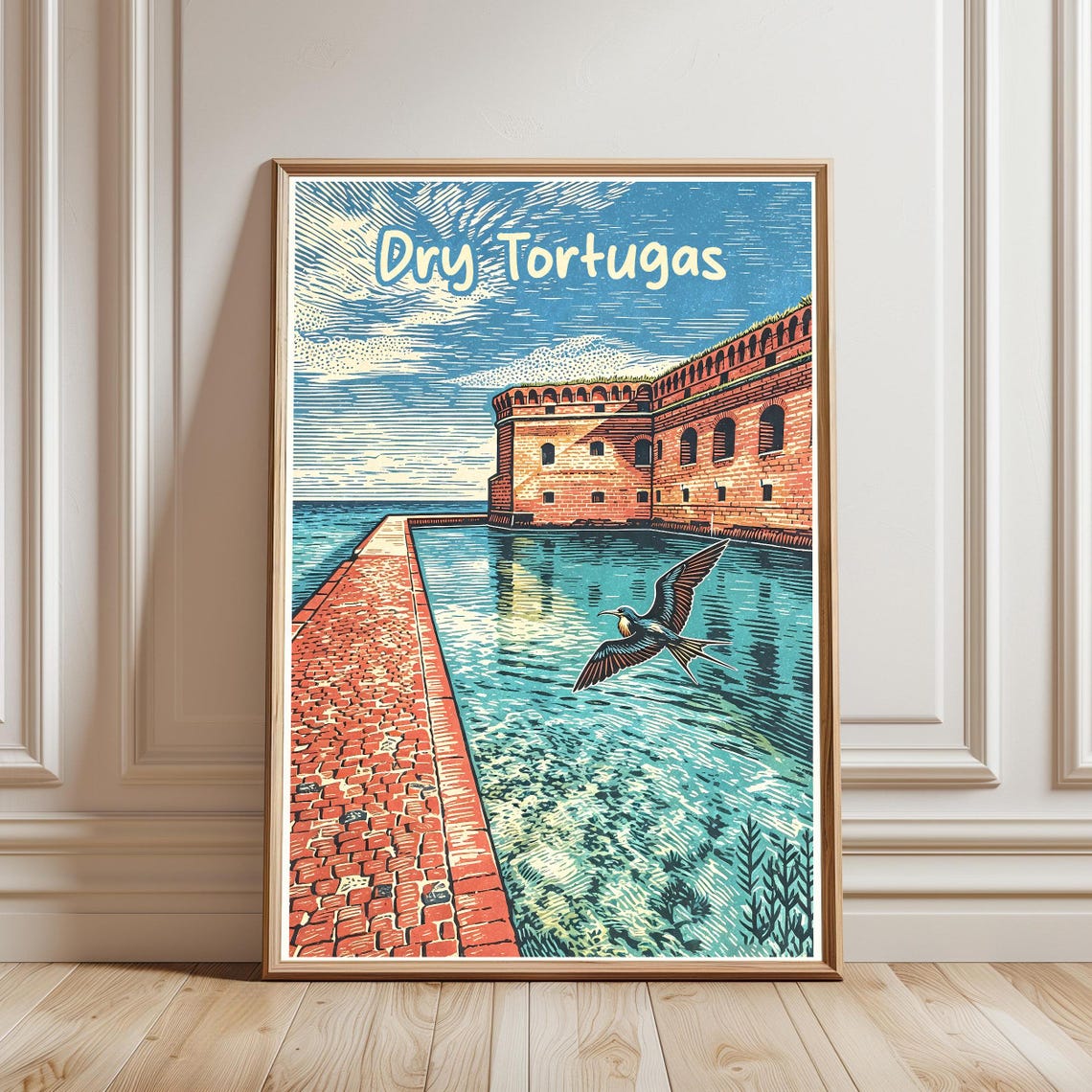 Dry Tortugas Fort Jefferson Florida Keys Vintage Travel Poster