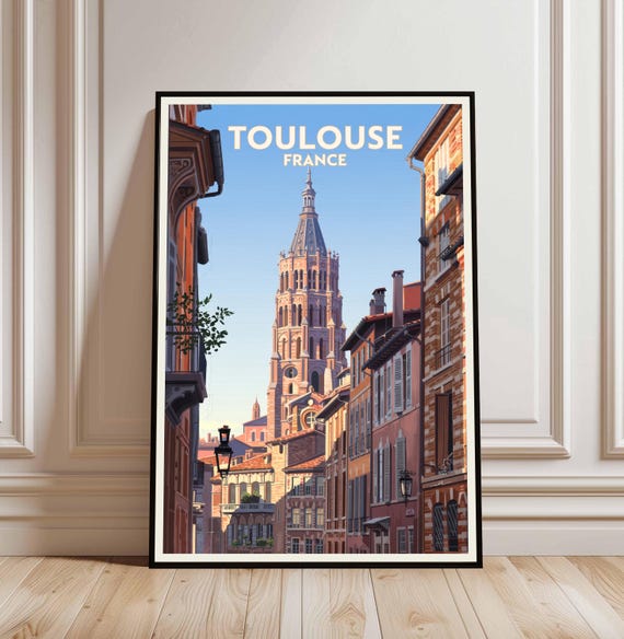 Toulouse Travel Poster Wall Art France Vintage Gift Print