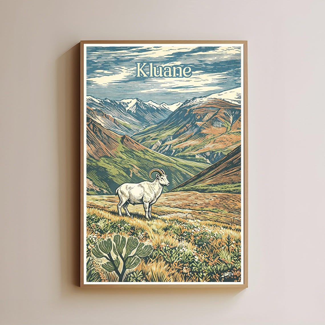 Kluane Dall Sheep Alpine Peaks Vintage Style Travel Art Poster