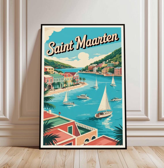 Saint Maarten Travel Print Wall Art Hanging Home Dcor Gift Lovers Caribbean