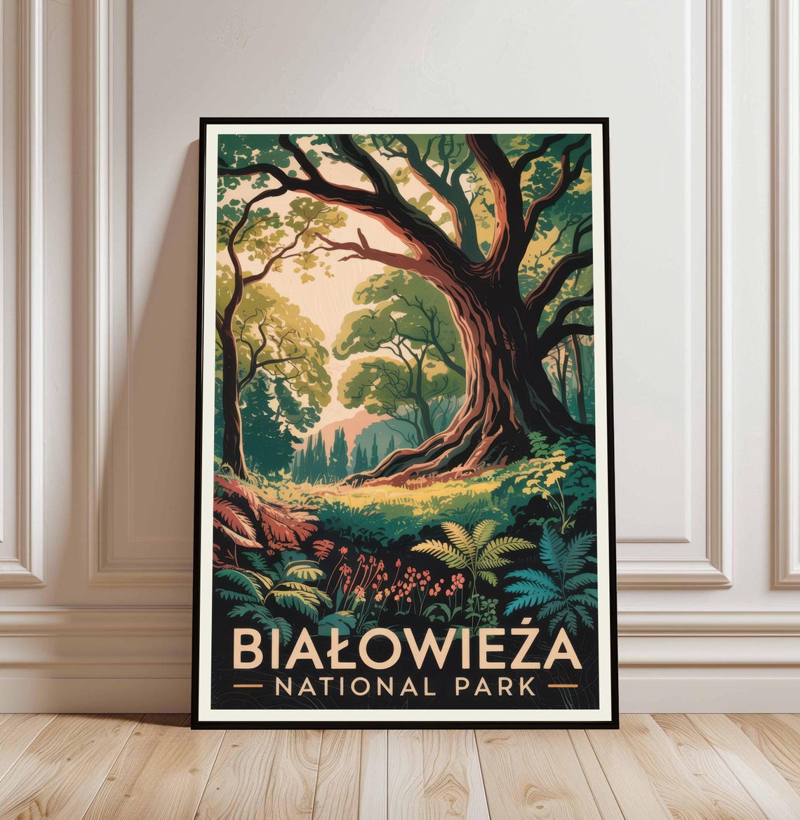 Bialowieza National Park Ancient Forest Poland Vintage Travel Poster