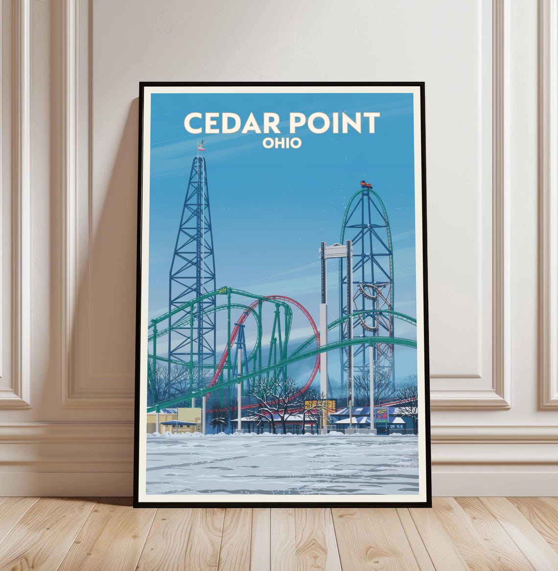 Cedar Point Ohio Roller Coaster Winter Amusement Park Poster