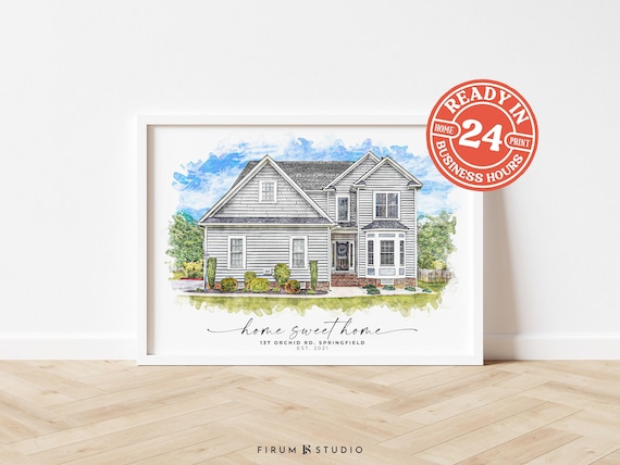 Real Estate Gift, Custom Home Portrait Art Print