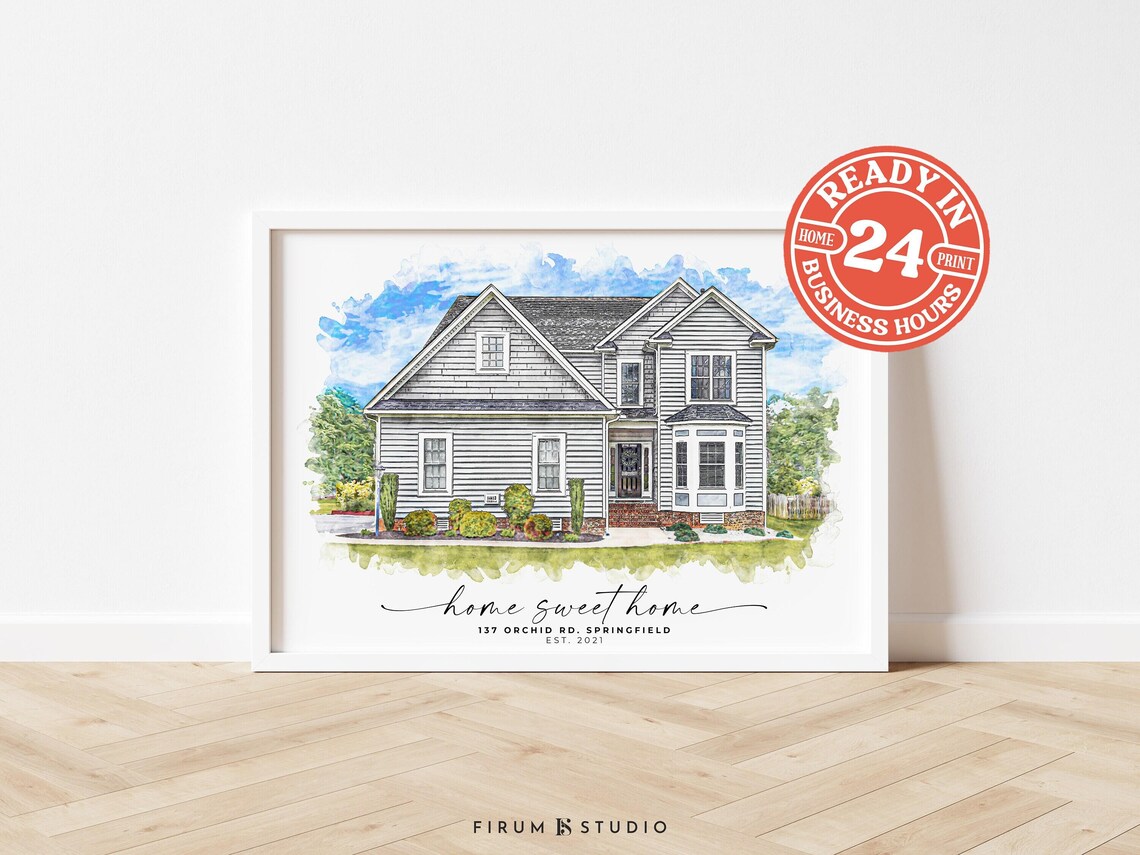 Real Estate Gift, Custom Home Portrait Art Print