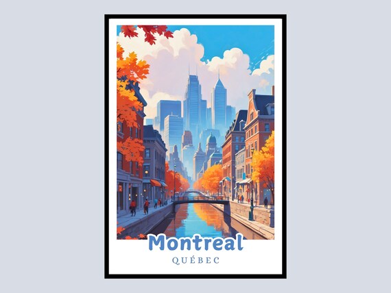 Montreal Framed Poster Art Print Canada Travel Gift Cityscape Wall Decor Autumn Landscape Home Office Skyline Souvenir