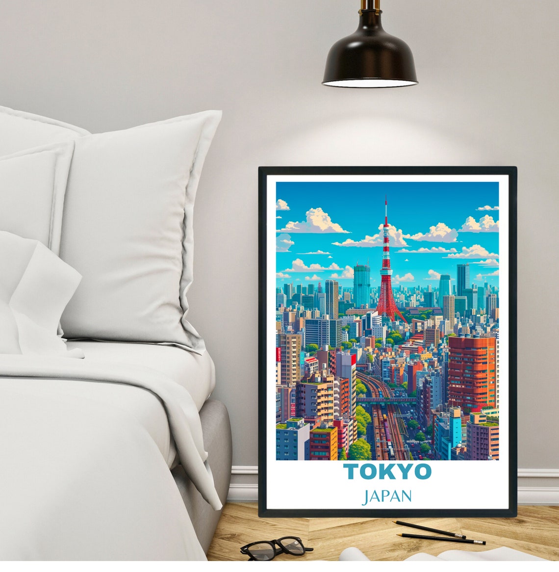 Tokyo Japan Tower Skyline Cityscape Anime Style Travel Poster - Image 2