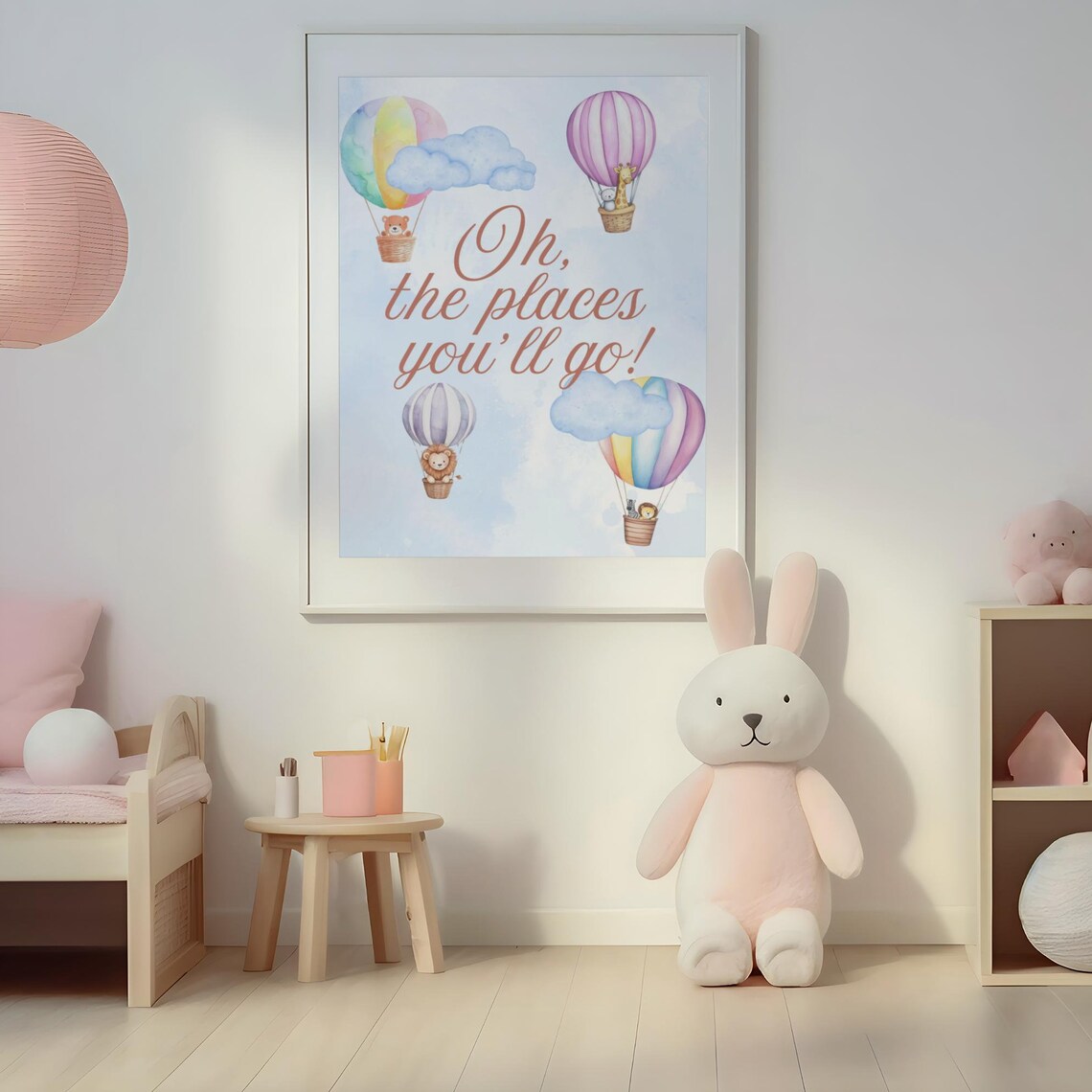 Oh The Places Youll Go Quote With Animal Balloons Nursery Poster - Image 3
