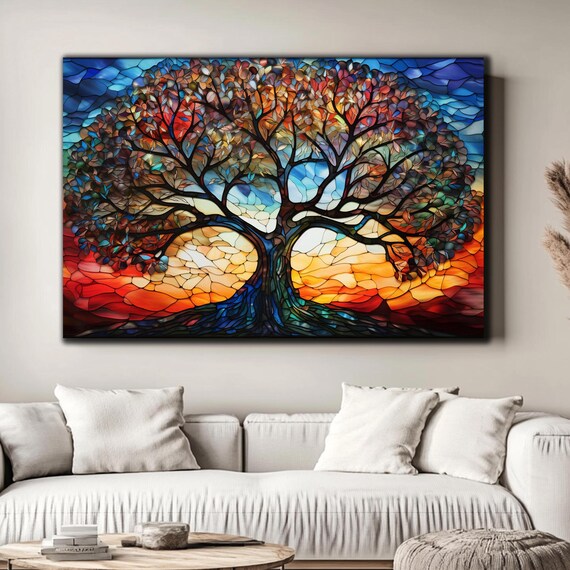 Stained Glass Trees Tree Of Life Stained Glass Tempered Glass Wall Art Extra Large Wall Art Modern Stained Glass Tree Of Life Art Glass