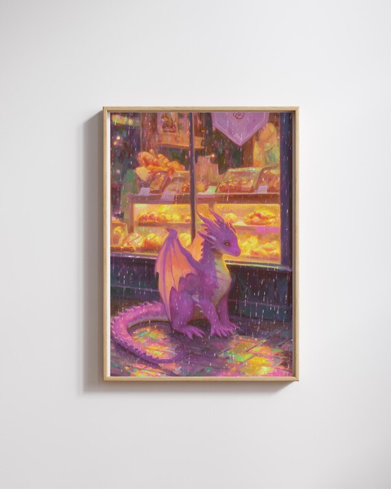 Magical Dragon Wall Artcute Pet Illustration For Seasonal Decorfantasy Cute Dragonhalloween Artdragon