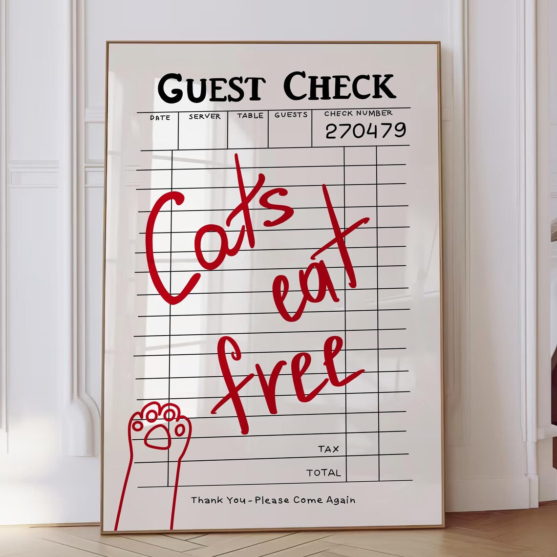 Retro Cats Eat Free Kitchen Decor Art Print