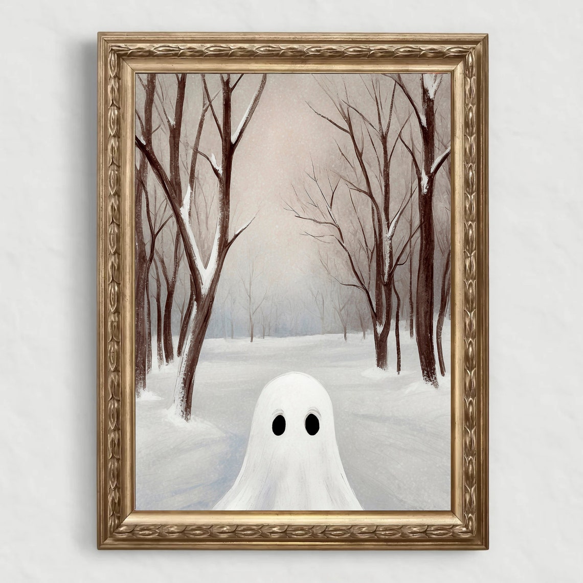 Ghost Close Up in Snowy Bare Tree Winter Forest Portrait Print - Image 4