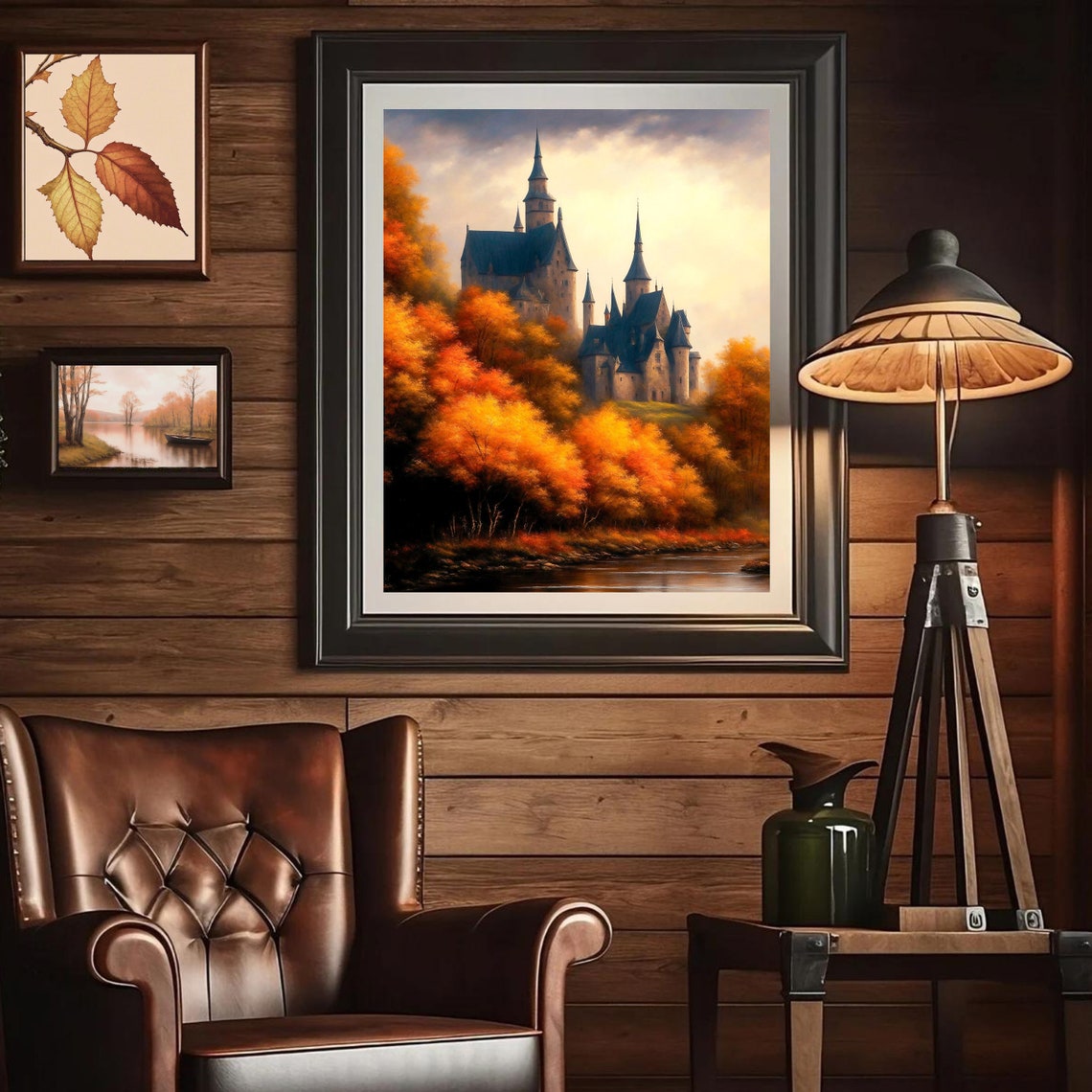 Fairytale Castle Above Autumn Forest River Golden Fall Poster - Image 4