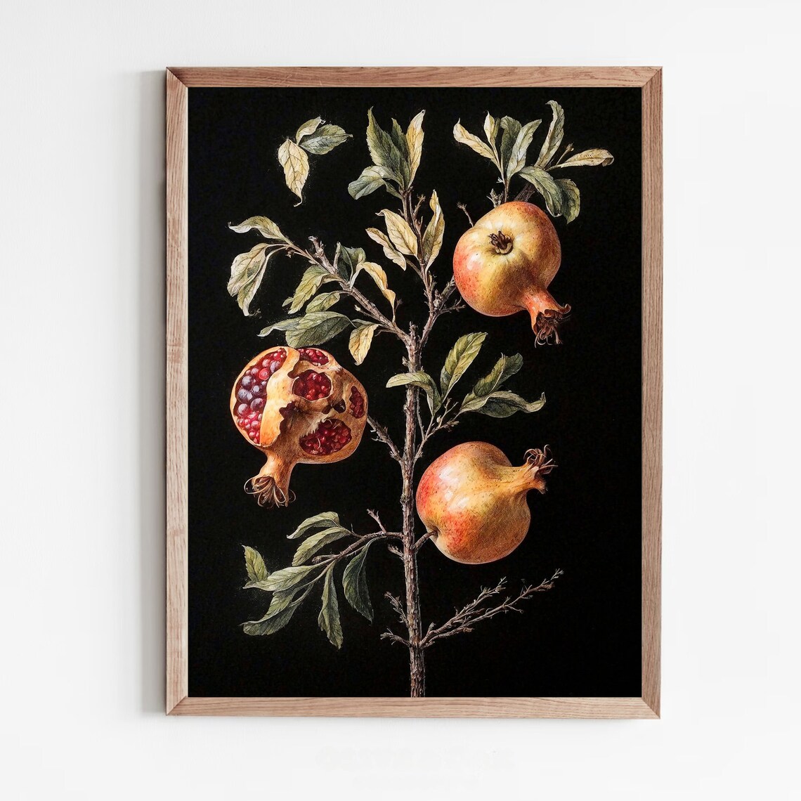 Pomegranate Branch Three Fruits Vintage Botanical Painting Poster - Image 5